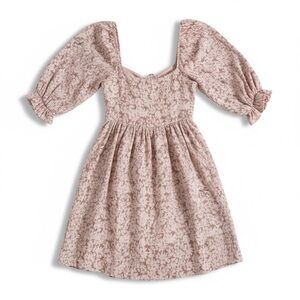 By Together Dusty Pink Floral Smocked Puff-Sleeve Dress